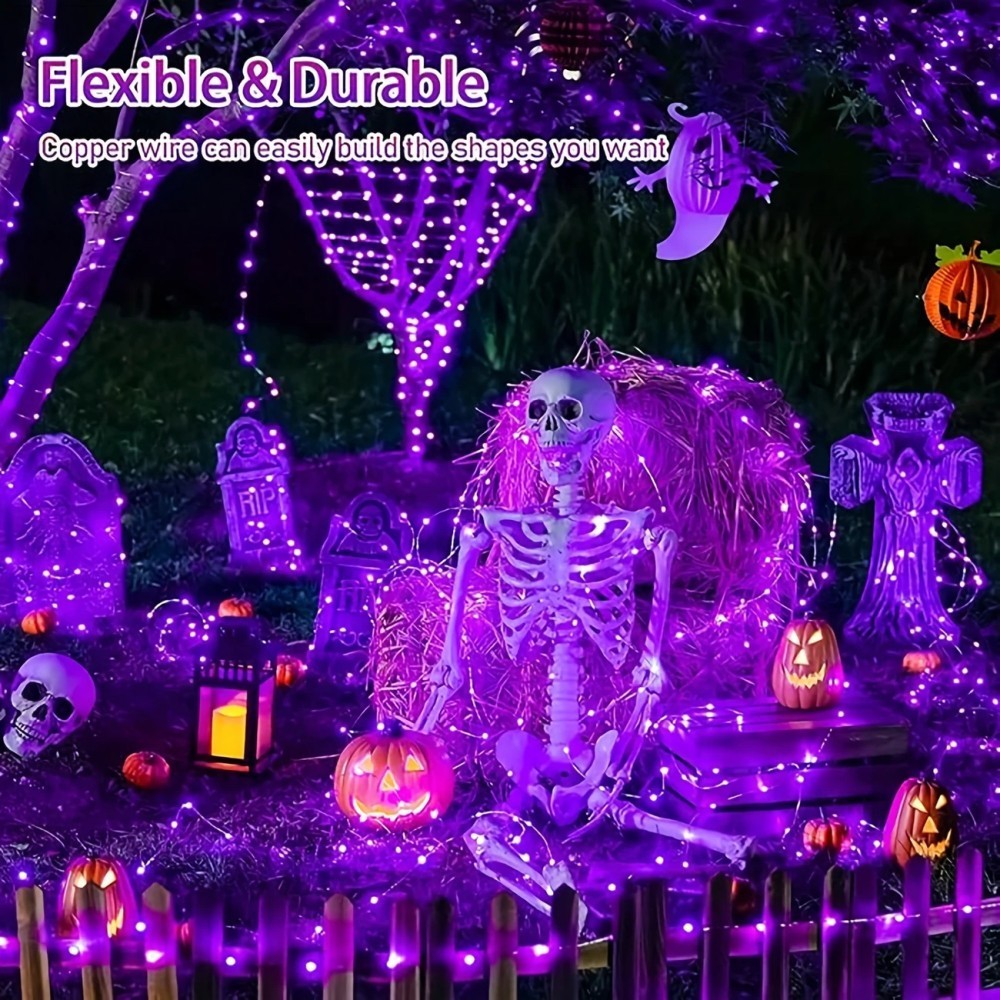 Halloween Led String Lights Orange - 1PC 12M100LED Luzes Solares de Cordão