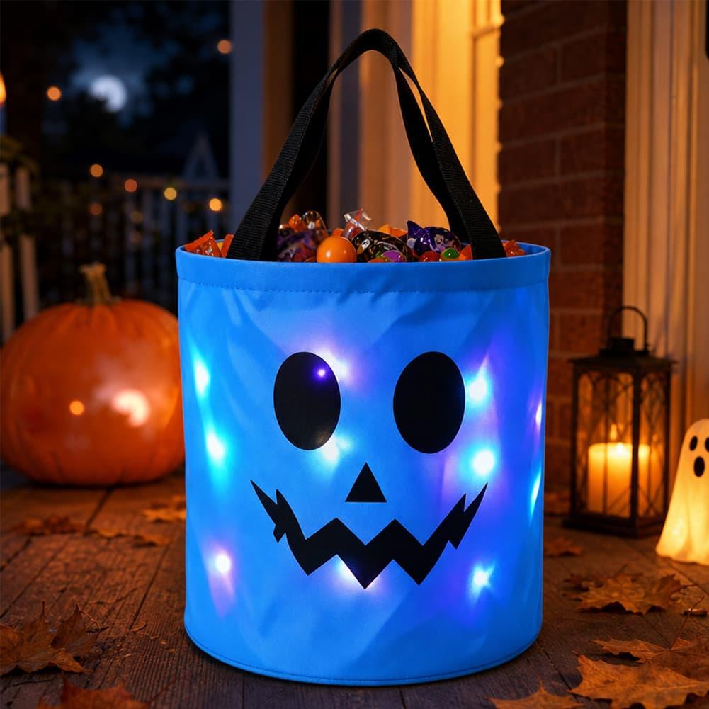 Halloween Pumpkin Decor Led - Balde de doces luminoso de abóbora