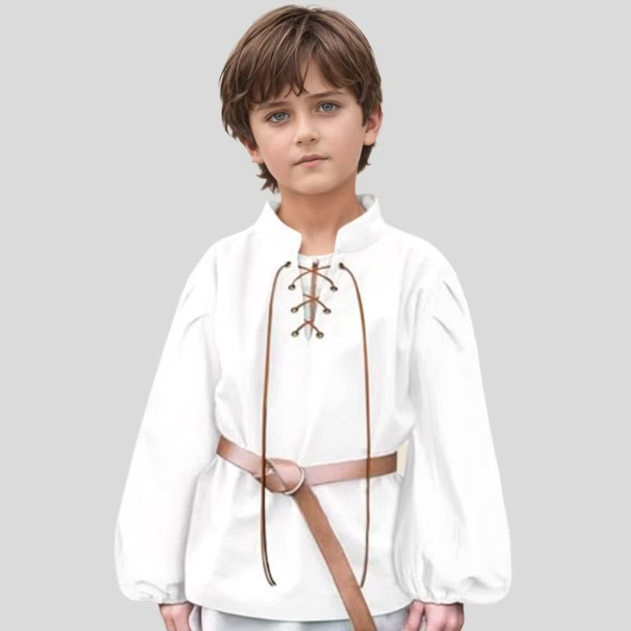 Halloween Costume Kids - Camisa Pirata Medieval para Meninos, Camisa