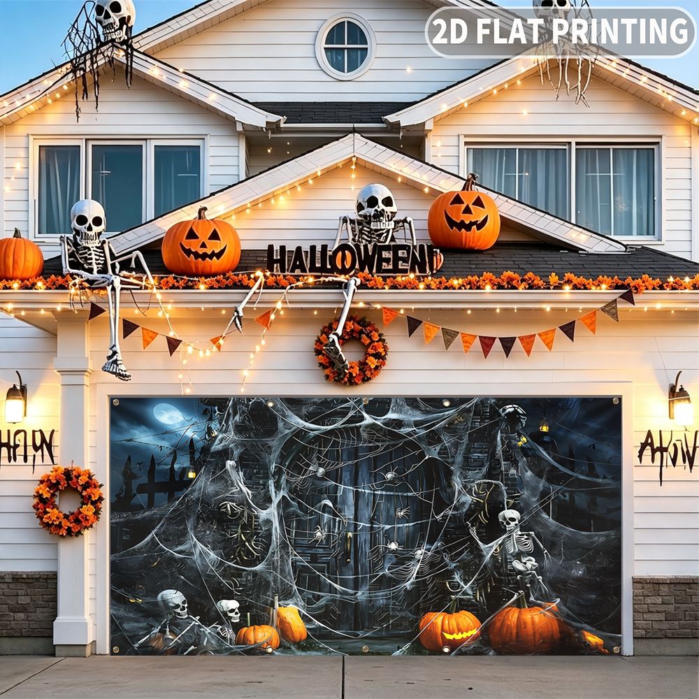 Spider Web Halloween Decoration - 1 unidade de banner plano 2D