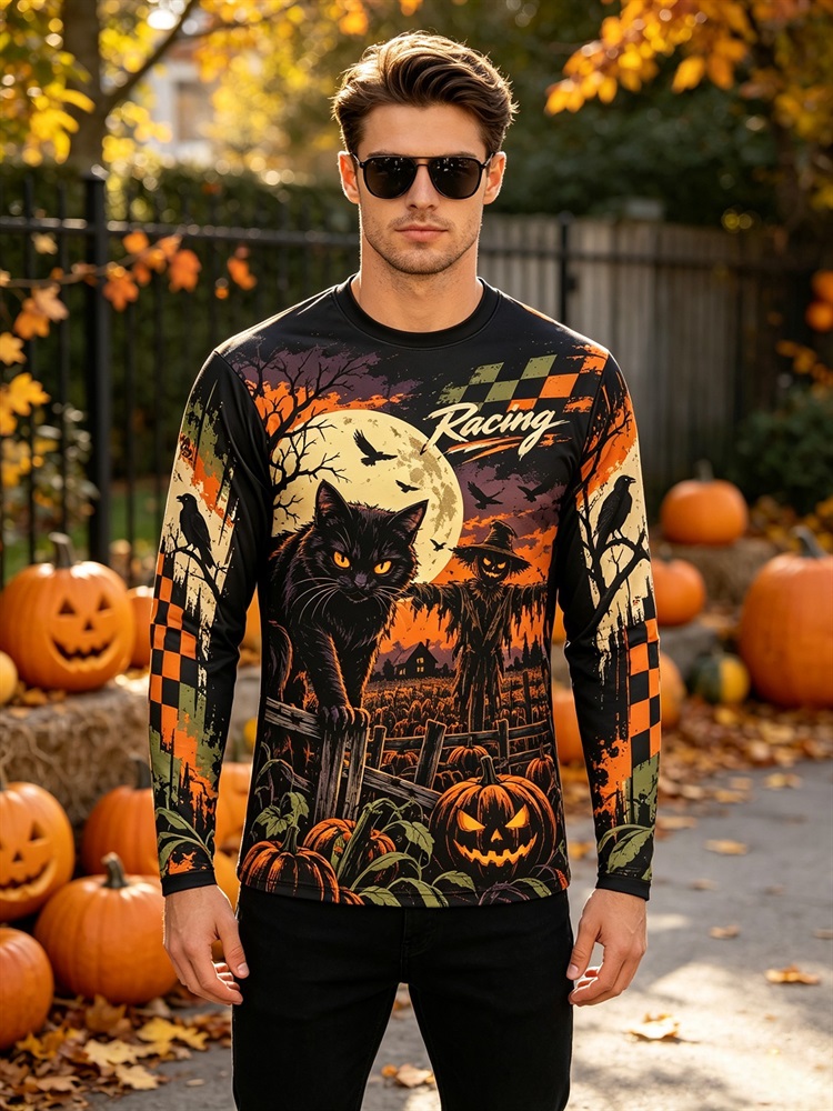 Camiseta de manga comprida par - Pumpkin Lantern Halloween avaliação e preço