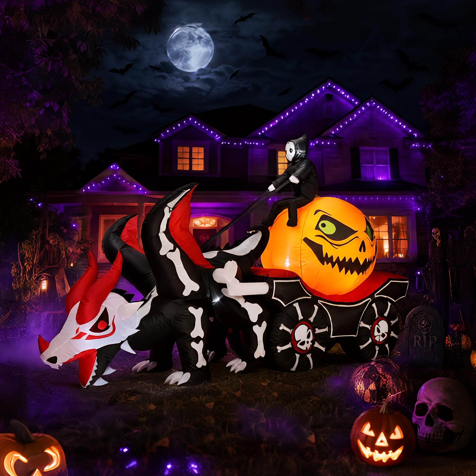 Carroça de abóbora inflável il - Halloween Pumpkin Decor Led avaliação e preço