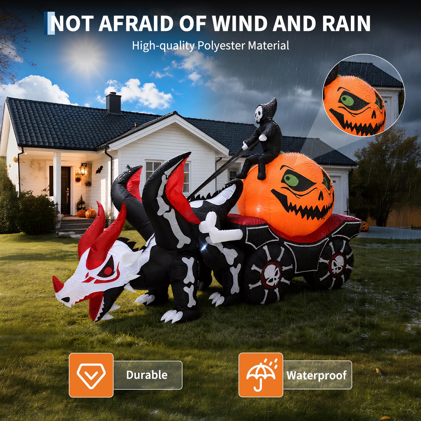 Carroça de abóbora inflável il - Halloween Pumpkin Decor Led avaliação e preço