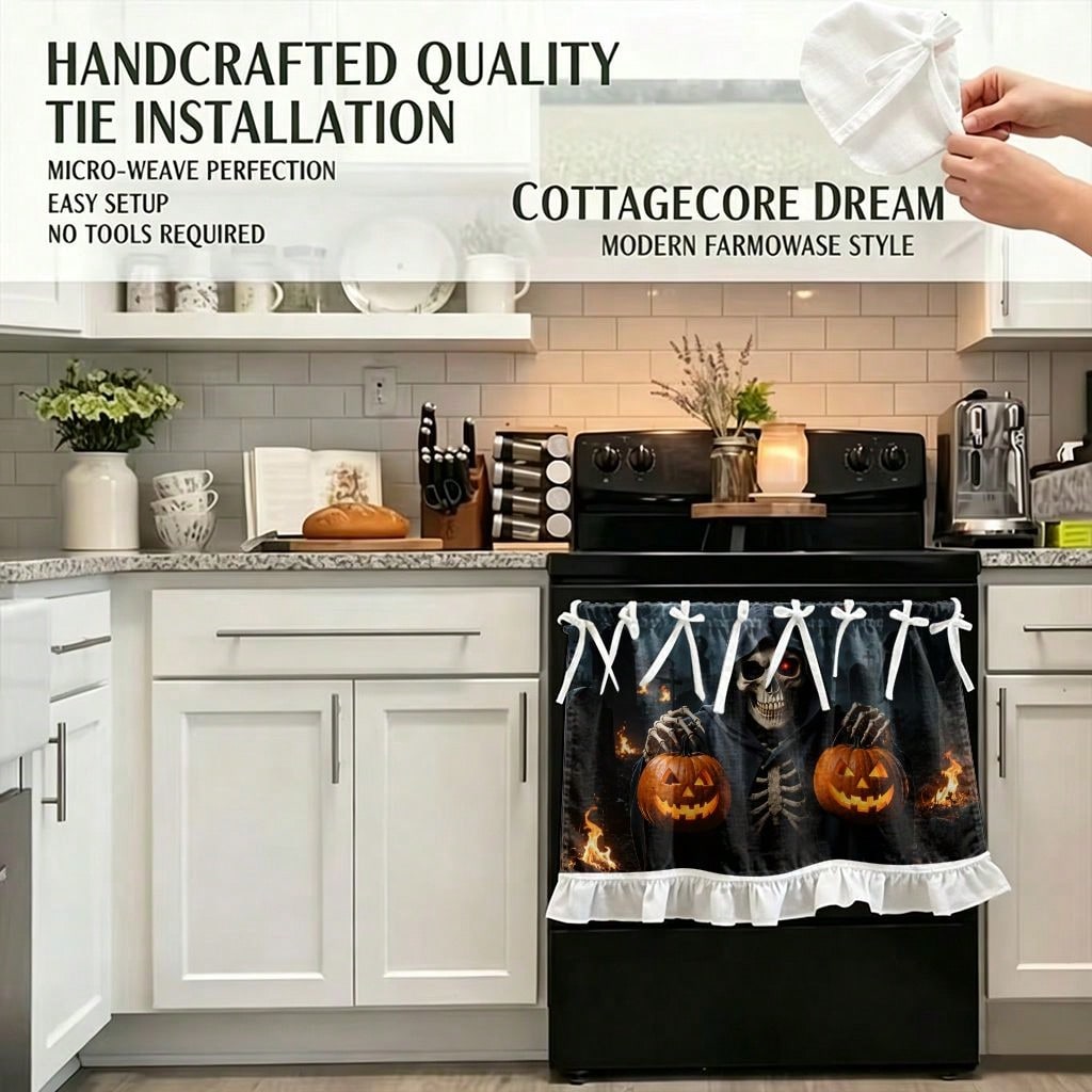 1 peça de cortina para fogão d - Pumpkin Lantern Halloween avaliação e preço