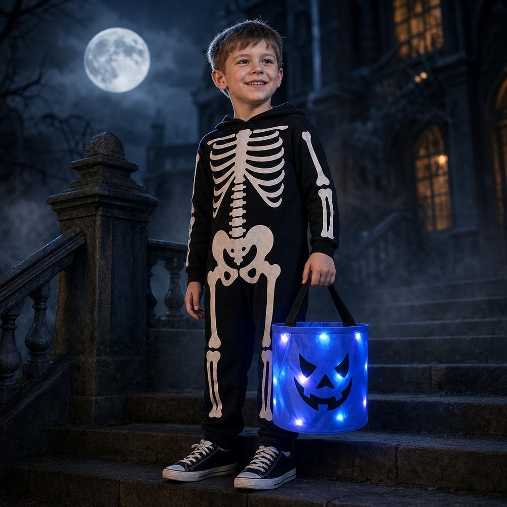 Balde de doces luminoso de abó - Halloween Pumpkin Decor Led avaliação e preço