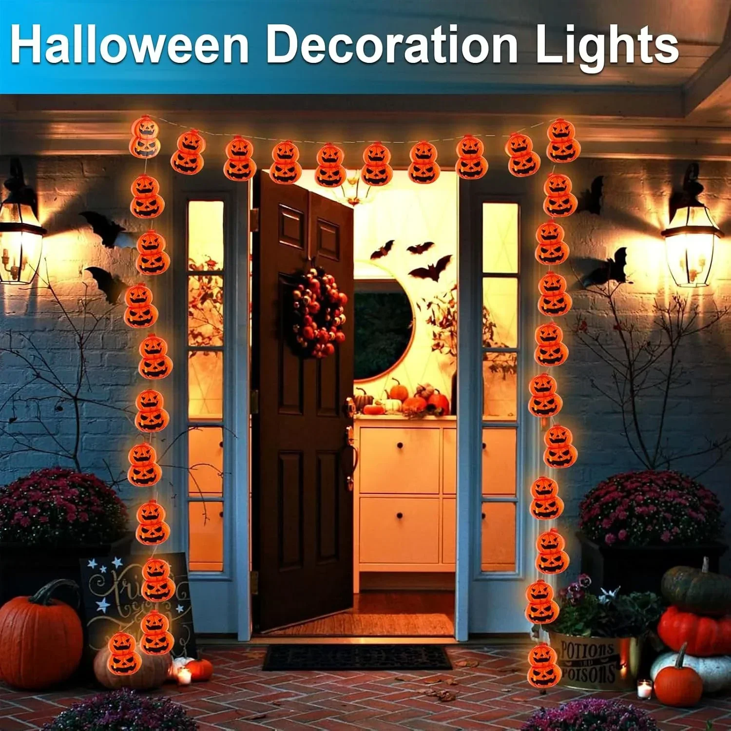 Luzes de Cordão Jack O Lantern - Halloween Led String Lights Orange avaliação e preço