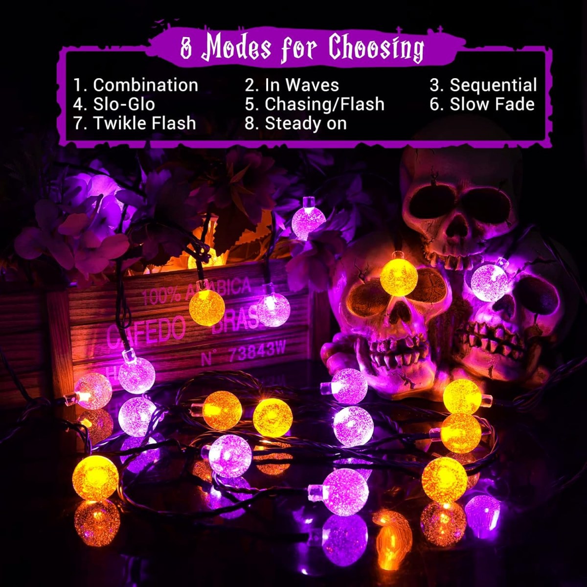 1pc 12m 100 led halloween roxo - Halloween Led String Lights Orange avaliação e preço